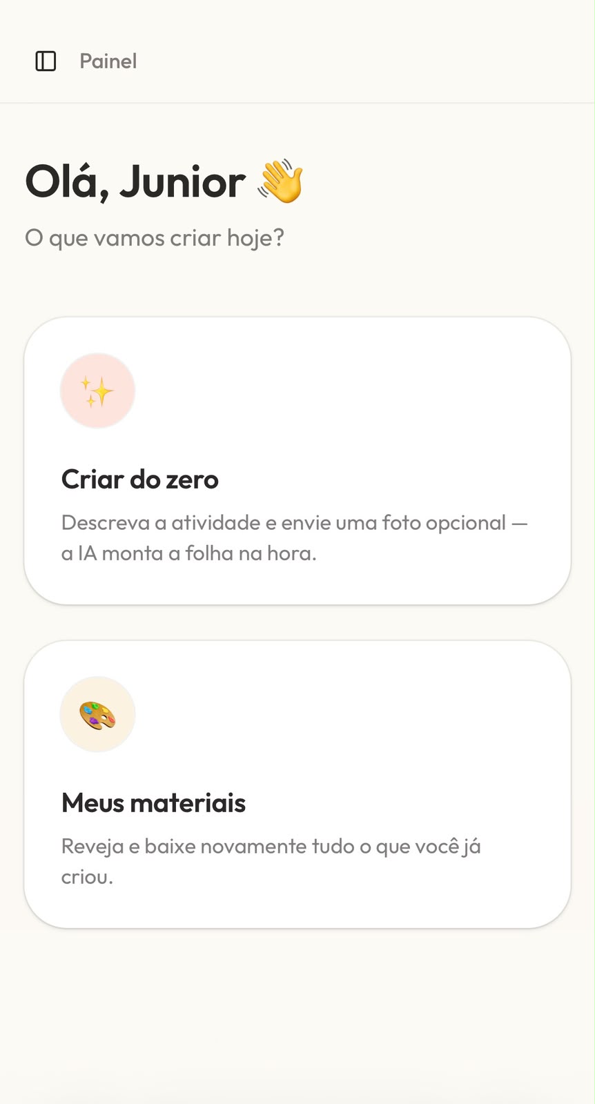 Tela 1 do Ativify: Página inicial